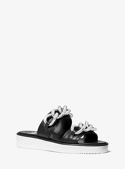 michael michael kors scarlett chain link leather slide sandal|Michael Kors.